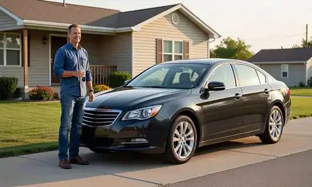 Car delivered to a driveway in Seward, Nebraska, United States