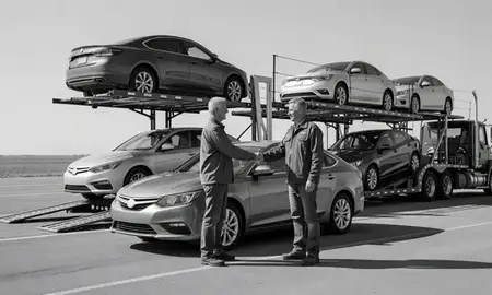 Vehicle owner beside their delivered car in Seward, Nebraska, United States
