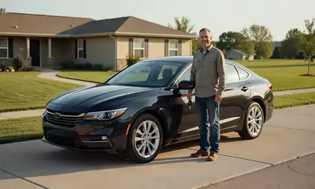 Car delivered to a driveway in Sidney, Nebraska, United States