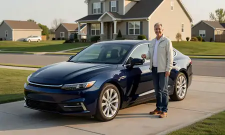 Car delivered to a driveway in South Sioux City, Nebraska, United States