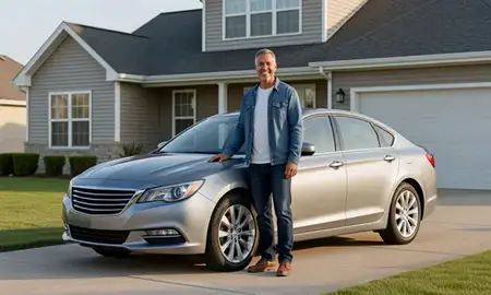Customer with their delivered car in York, Nebraska, United States