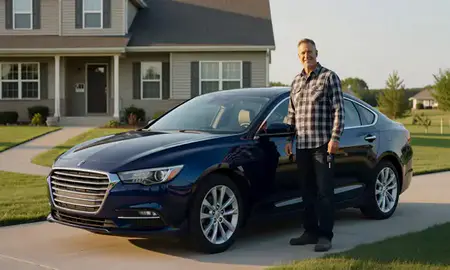 Car delivered to a driveway in York, Nebraska, United States