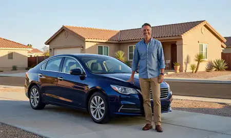 Customer with their delivered car in Nevada, United States