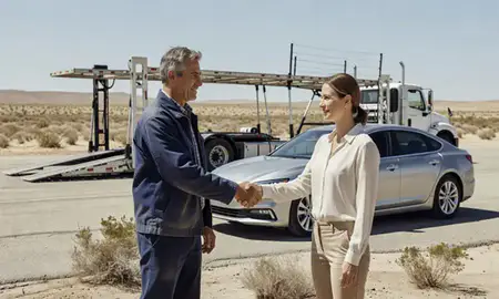 Vehicle owner beside their delivered car in Nevada, United States