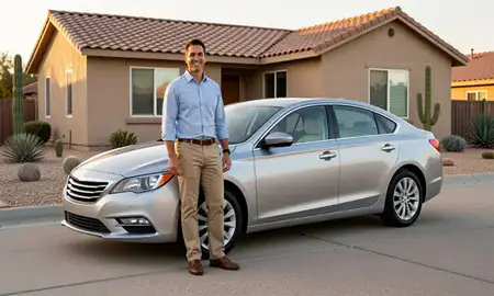 Customer with their delivered car in Boulder City, Nevada, United States