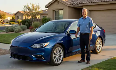 Car delivered to a driveway in Boulder City, Nevada, United States