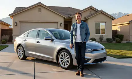 Customer with their delivered car in Carson City, Nevada, United States