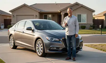 Car delivered to a driveway in Carson City, Nevada, United States