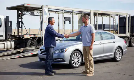 Vehicle owner beside their delivered car in Carson City, Nevada, United States