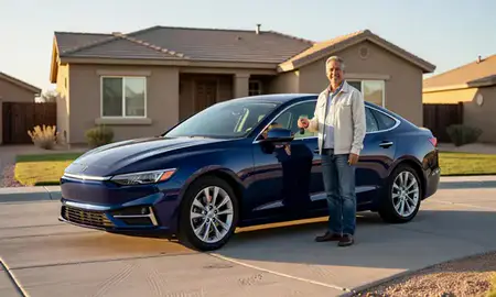 Car delivered to a driveway in Cold Springs, Nevada, United States