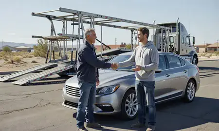 Vehicle owner beside their delivered car in Cold Springs, Nevada, United States