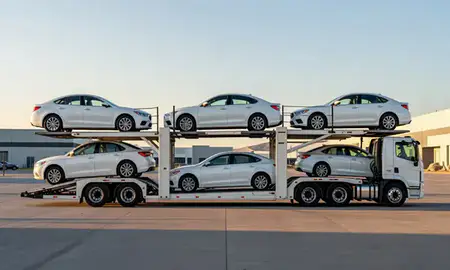 Car transporter parked in an industrial area of Cold Springs, Nevada, United States