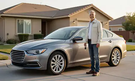 Car delivered to a driveway in Dayton, Nevada, United States