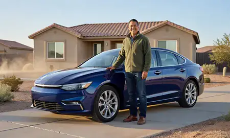 Customer with their delivered car in Elko, Nevada, United States