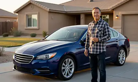 Car delivered to a driveway in Elko, Nevada, United States