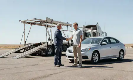 Vehicle owner beside their delivered car in Elko, Nevada, United States