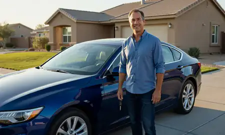Car delivered to a driveway in Fallon, Nevada, United States