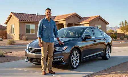 Customer with their delivered car in Fernley, Nevada, United States