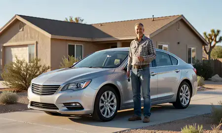 Car delivered to a driveway in Fernley, Nevada, United States