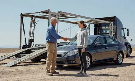 Vehicle owner beside their delivered car in Fernley, Nevada, United States