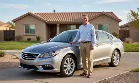 Customer with their delivered car in Gardnerville Ranchos, Nevada, United States