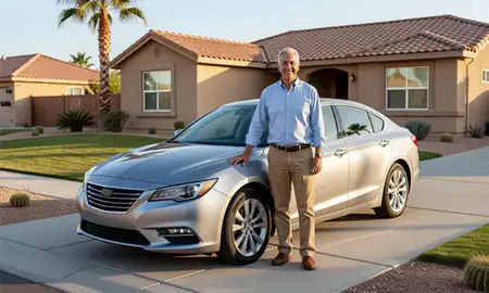 Customer with their delivered car in Henderson, Nevada, United States