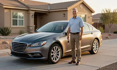 Car delivered to a driveway in Henderson, Nevada, United States