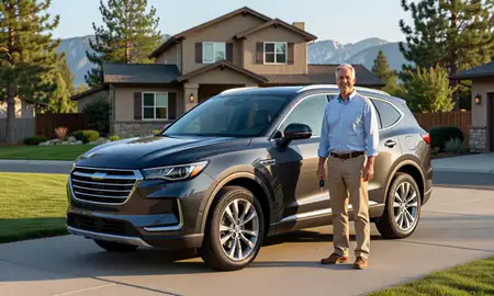 Car delivered to a driveway in Incline Village, Nevada, United States