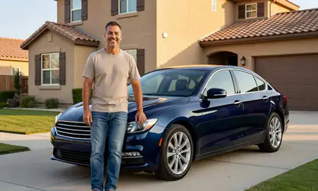 Customer with their delivered car in Johnson Lane, Nevada, United States