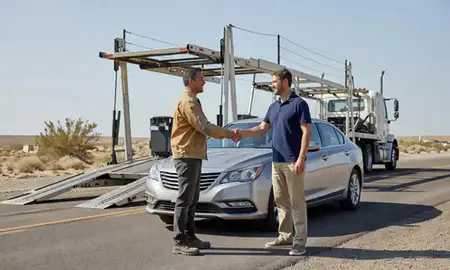 Vehicle owner beside their delivered car in Johnson Lane, Nevada, United States