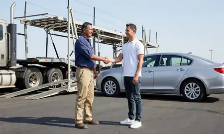 Vehicle owner beside their delivered car in Las Vegas, Nevada, United States