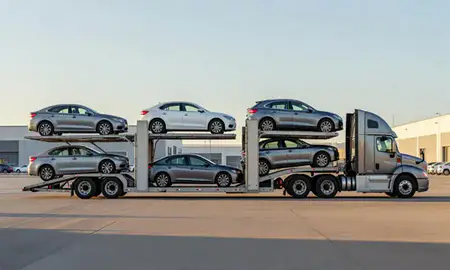 Car transporter parked in an industrial area of Las Vegas, Nevada, United States