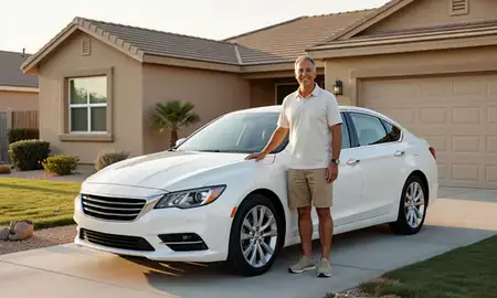 Customer with their delivered car in Laughlin, Nevada, United States