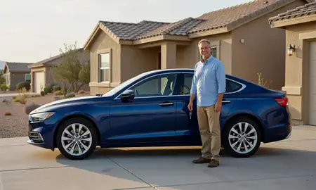 Car delivered to a driveway in Laughlin, Nevada, United States