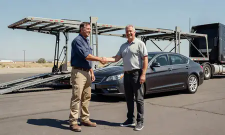 Vehicle owner beside their delivered car in Laughlin, Nevada, United States