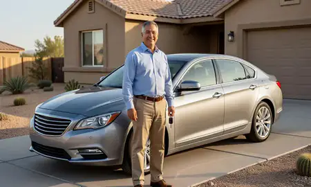 Car delivered to a driveway in Mesquite, Nevada, United States