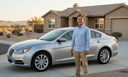 Car delivered to a driveway in Moapa Valley, Nevada, United States