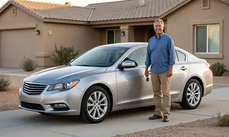 Car delivered to a driveway in Pahrump, Nevada, United States