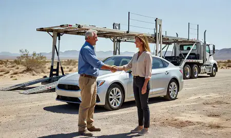 Vehicle owner beside their delivered car in Pahrump, Nevada, United States