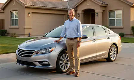 Customer with their delivered car in Paradise, Nevada, United States
