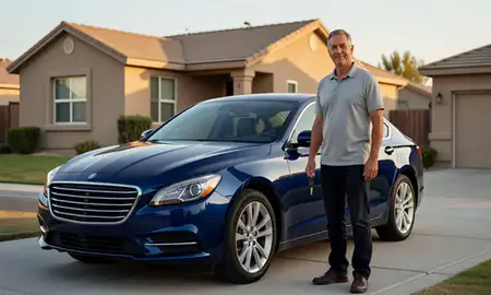 Car delivered to a driveway in Paradise, Nevada, United States