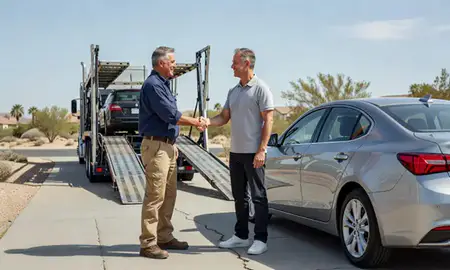 Vehicle owner beside their delivered car in Paradise, Nevada, United States