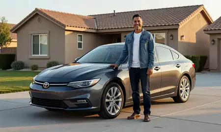 Customer with their delivered car in Reno, Nevada, United States
