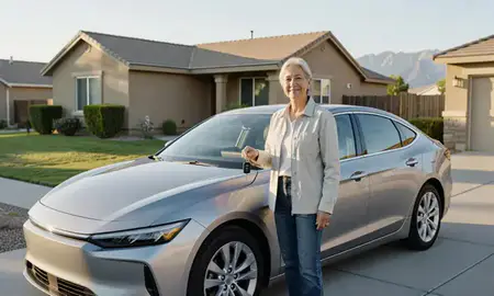 Car delivered to a driveway in Reno, Nevada, United States