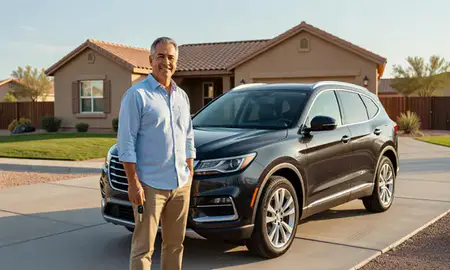 Car delivered to a driveway in Spanish Springs, Nevada, United States