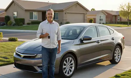 Car delivered to a driveway in Sparks, Nevada, United States
