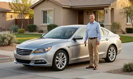 Car delivered to a driveway in Spring Valley, Nevada, United States