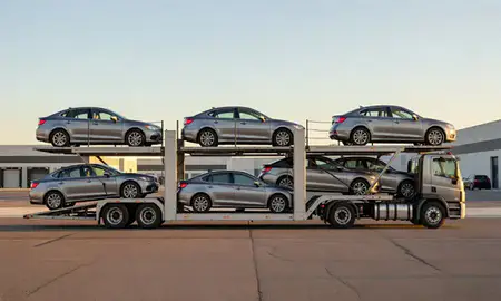 Car transporter parked in an industrial area of Spring Valley, Nevada, United States