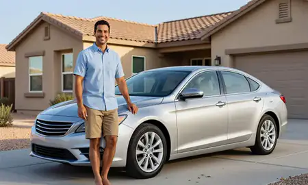 Customer with their delivered car in Summerlin South, Nevada, United States
