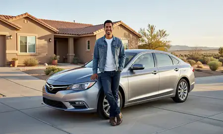 Customer with their delivered car in Sun Valley, Nevada, United States